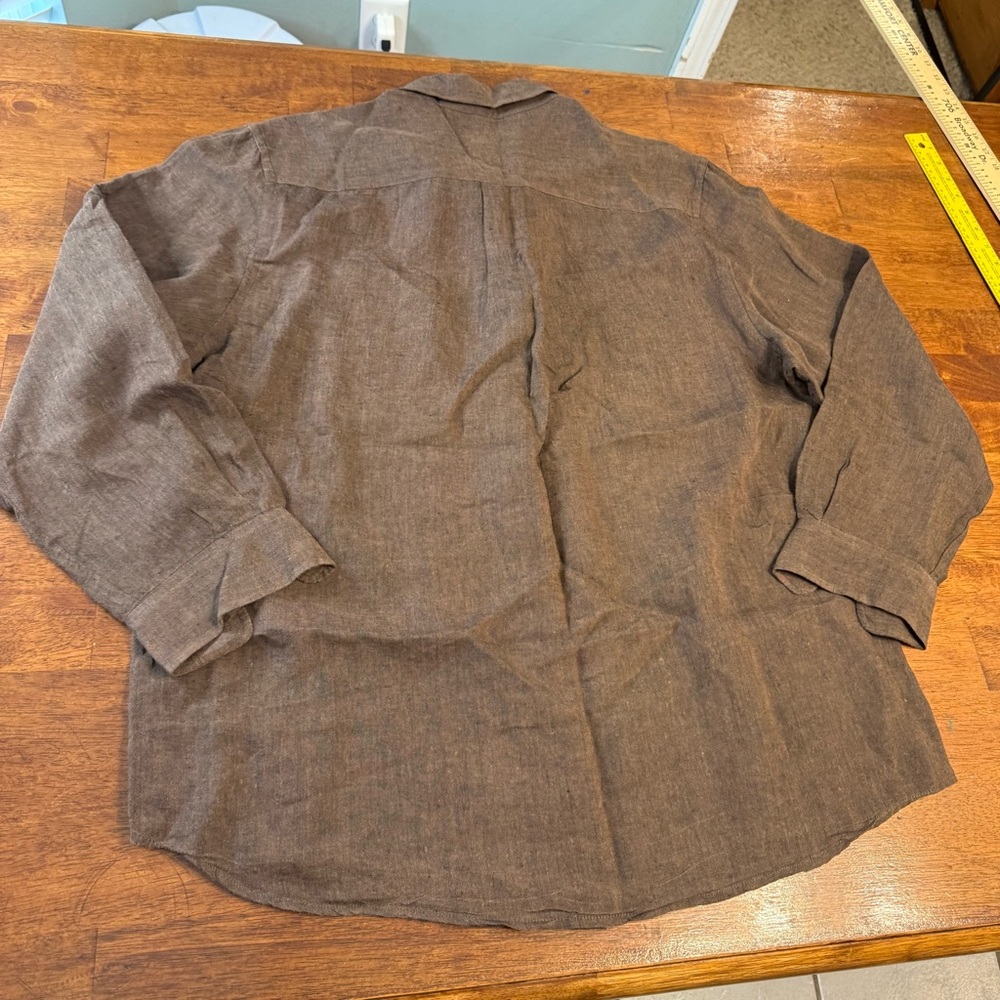 Men's W. H. Belk sportswear Brown linen button down Shirt size XL - Picture 7 of 8